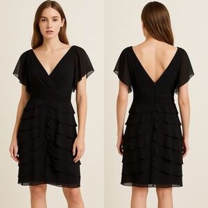 Liliana Dress Womens Size 14 Black Tier Party Cocktail Evening